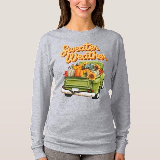 T-shirt Automne Récolte Retro Camion Camion Automne Tee (Devant)