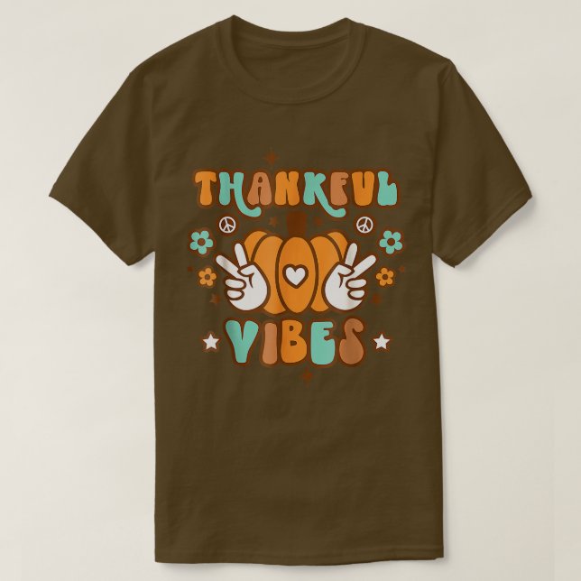 T-shirt Automne Rétro Vibes de remerciement Thanksgiving m (Design devant)
