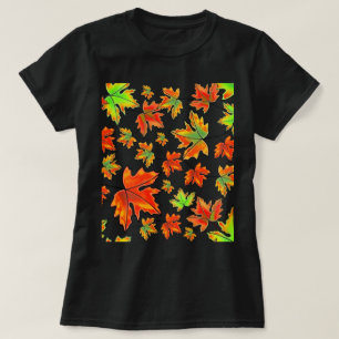 T-shirt Automne rouge orange feuille érable feuille