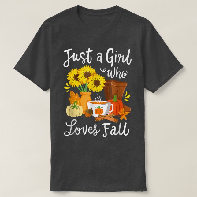T-shirt Automne Saison Juste une fille qui aime automne (Design devant)