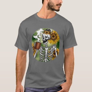 T-shirt Automne Squelette Tournesol Citrouille épice Latte