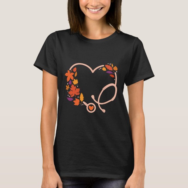 T-shirt Automne Stethoscope Infirmière Thanksgiving Infirm (Devant)