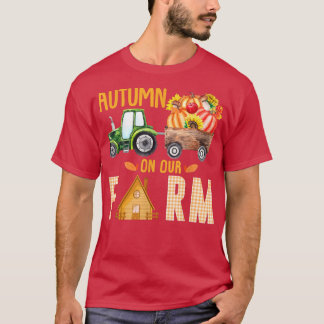 T-shirt Automne Sur Notre Ferme Citrouilles Vintages Feuil