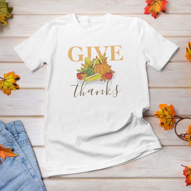 T-shirt Automne Thanksgiving Cornucopia Donner Merci (Give thanks fall harvest T shirt)