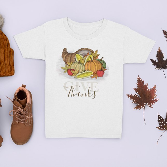 T-Shirt Automne Thanksgiving Cornucopia Donner Merci (Give thanks cornucopia fall autumn t-shirt. )