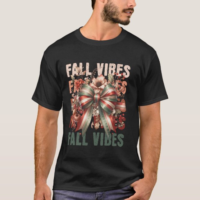 T-shirt Automne Vibes Coquette Bow Ribbon (Devant)