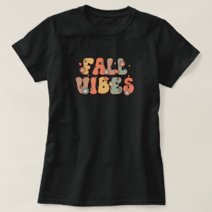 T-shirt Automne Vibes Retro Typographie Mood fleurs