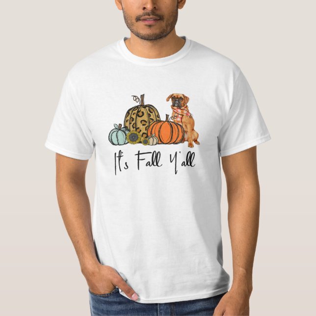 T-shirt Automne Y tout Citrouille Boxer Dog (Devant)