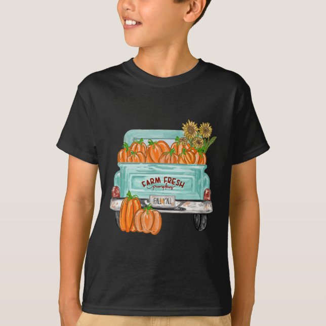 T-shirt Automne Y'all Camion Citrouille Tournesol Automne  (Devant)