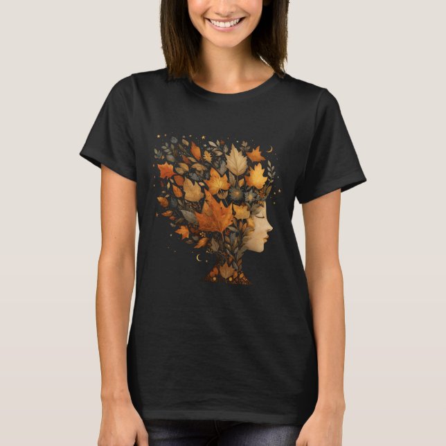 T-shirt AutomneFille Feuilles d'automne Graphisme Tee, Boh (Devant)