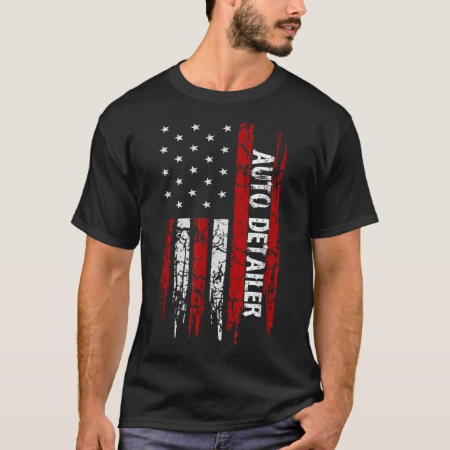 T-shirt Automobile Detailer USA Flag Vehicle Car Detailing (Devant)