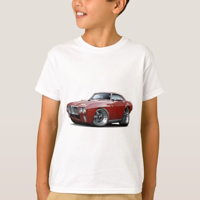 T-shirt Automobile Firebird Maroon 1969 (Devant)
