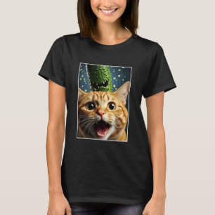 T-shirt Autoportrait de chat avec concombre Graphique drôl