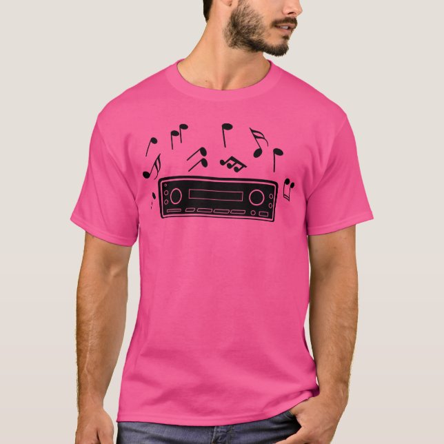 T-shirt Autoradio avec cadeau de notes musicales (Devant)