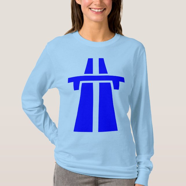 T-shirt Autoroute, Autoroute, Autobahn - Bleu (Devant)