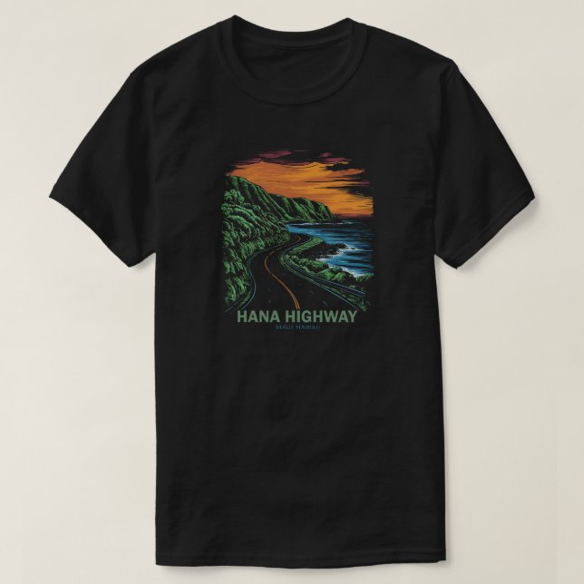 T-shirt Autoroute Hana Maui Hawaii Vista (Design devant)
