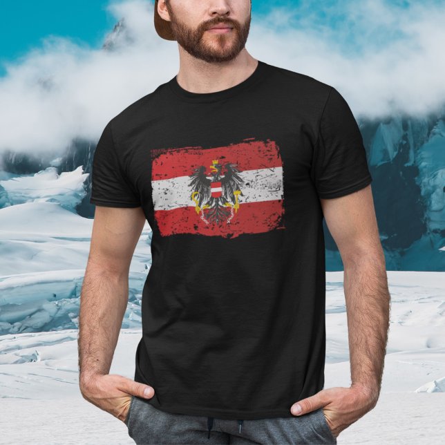 T-shirt Autriche Drapeau de l'Austria (Zeigen Sie Ihre patriotische Seite mit diesem einzigartigen schwarzen T-Shirt! )