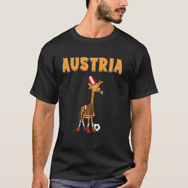 T-shirt Autriche Giraffe Ventilateurs autrichiens (Devant)