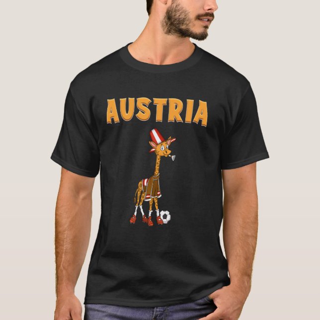 T-shirt Autriche Giraffe Ventilateurs autrichiens (Devant)