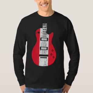 T-shirt Autriche Guitare Drapeau Musicien Vintage