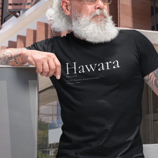 T-shirt Autriche Hawara Wiener Dialecte Mundart Sort (Hol dir jetzt dieses coole schwarze T-Shirt mit dem weißen Slogan "Hawara" im Stil eines Wörterbuchs)
