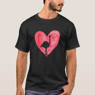 T-shirt Autruche à cœur amusant Animal de la Saint-Valenti