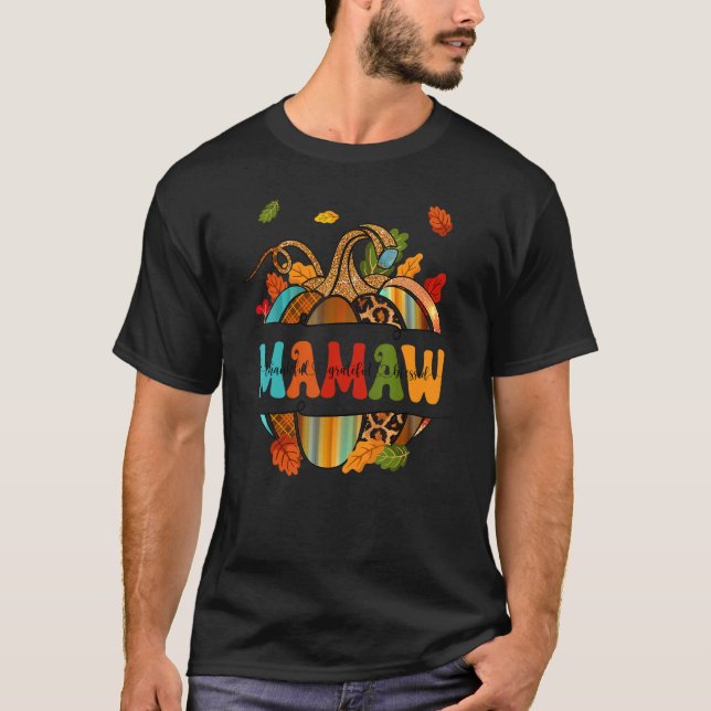 T-shirt Autumn Fall Outfit Mamaw Thankful Grateful Blessed (Devant)