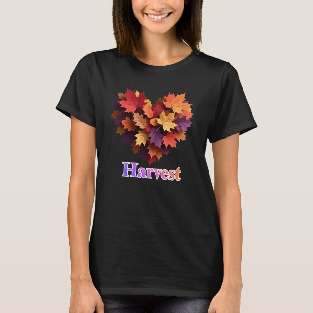 T-shirt Autumn Harvest Heart Leaves (Devant)