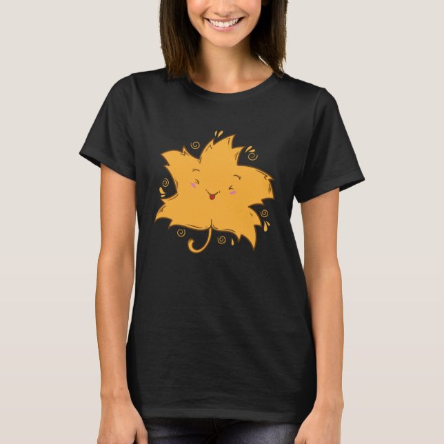 T-shirt Autumn Maple Leaf enjoys a Cookie (Devant)