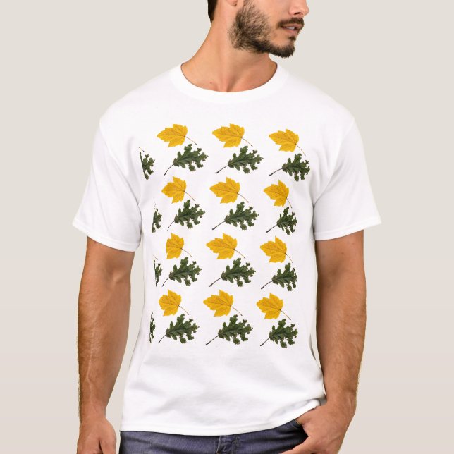 T-shirt Autumn Symmetry Leaf Pattern (Devant)