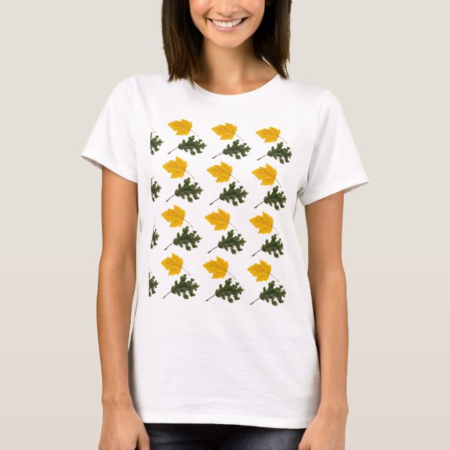 T-shirt Autumn Symmetry Leaf Pattern (Devant)