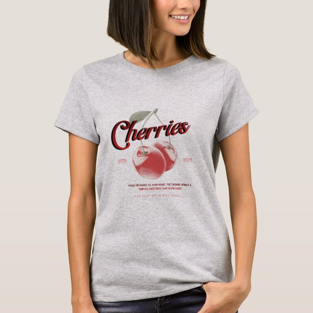T-shirt aux cerises pour femmes  (Devant)