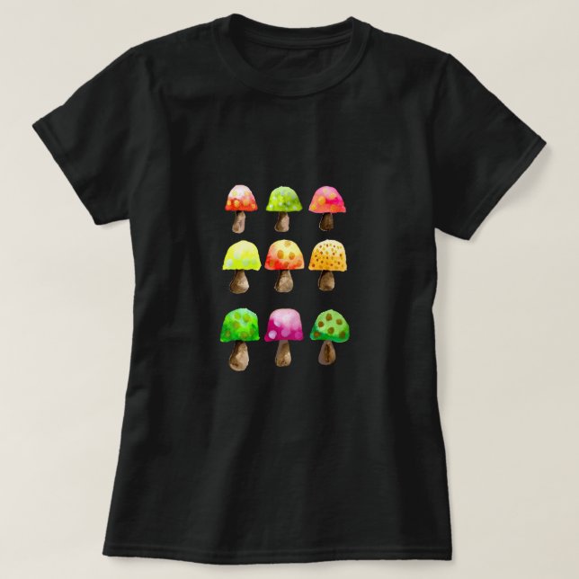 T-shirt aux champignons colorés (Design devant)
