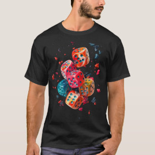T-shirt aux dés chanceux, graphique coloré de casi