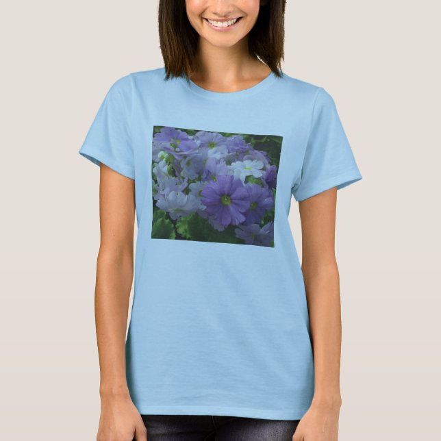 T-shirt aux fleurs blanches violettes (Devant)