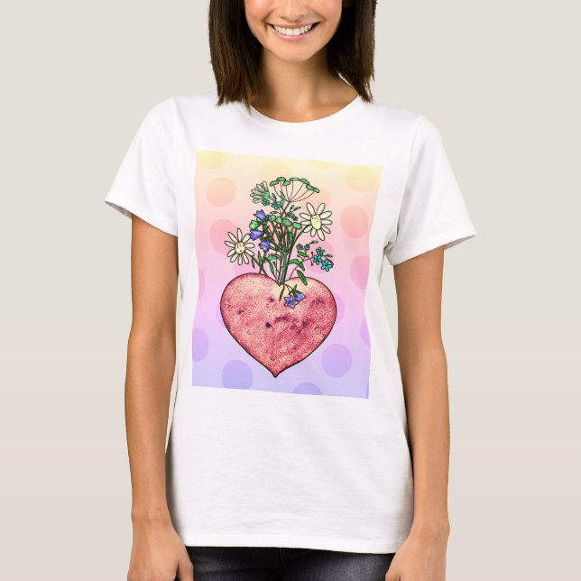 T-Shirt aux fleurs du coeur et de la nature (Devant)