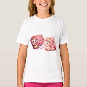 T-shirt aux hérissons amoureux en aquarelle mignon