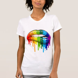 T-shirt aux lèvres arc-en-ciel