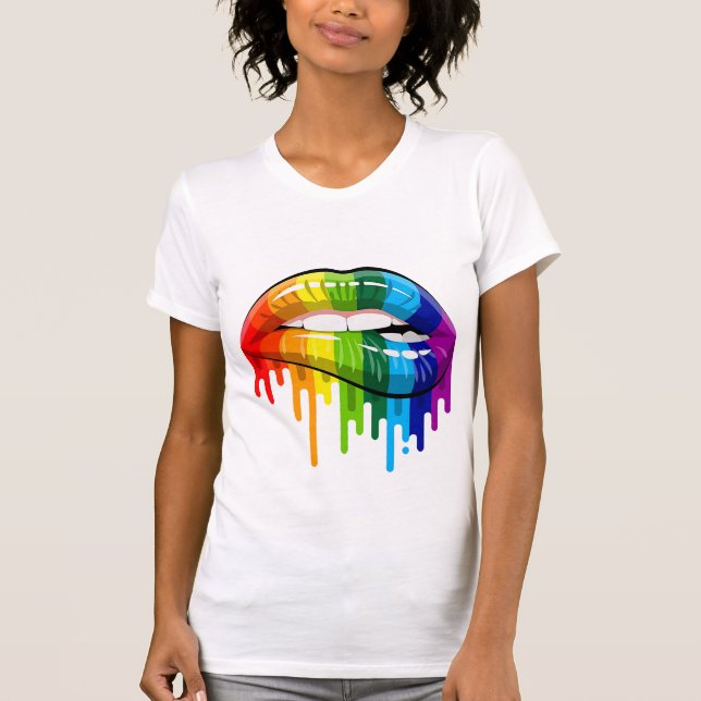 T-shirt aux lèvres arc-en-ciel (Devant)