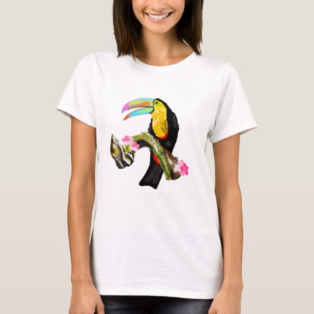 T-Shirt aux oiseaux du Toucan - Vacances d'été exo (Devant)