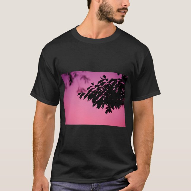 T-shirt aux silhouettes de feuilles de la nature (Devant)