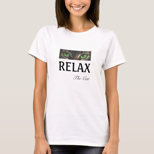 T-Shirt aux yeux de chat et calligraphie (Devant)