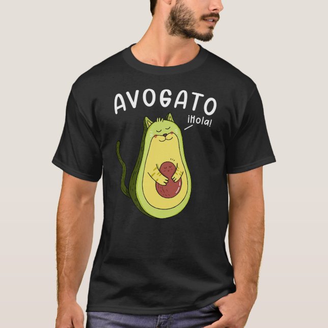 T-shirt Avagato Cat Spanish Avocado Cat Kitten Seed (Devant)