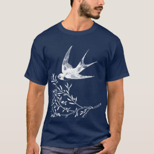 T-shirt Avaler l'oiseau survolant les branches d'olivier