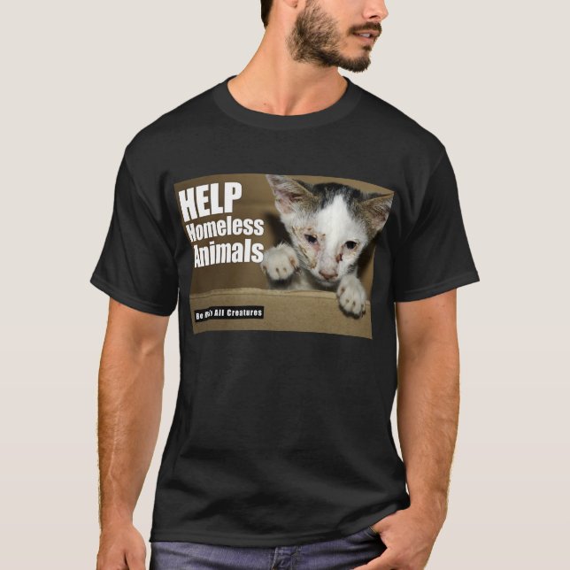 T-shirt (avant) animal sans abri d'aide (Devant)