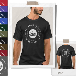 T-shirt Avant +Arrière. Logo d'entreprise Code QR Black Wo