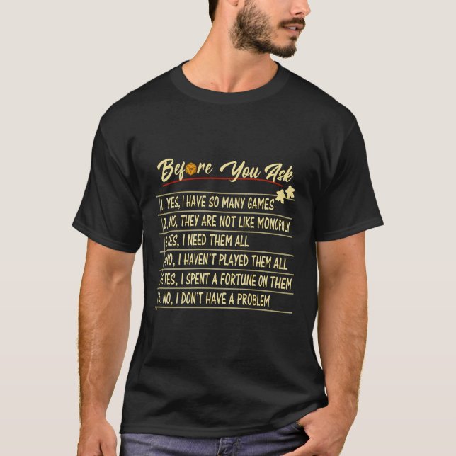 T-shirt Avant De Demander, Jeu De Conseil, Amoureux Du Jeu (Devant)