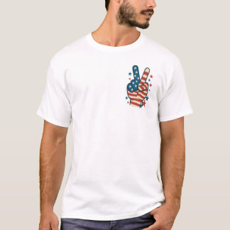 T-shirt (Avant Et Arrière) SYMBOLE DE LA Paix MAIN 4 juill