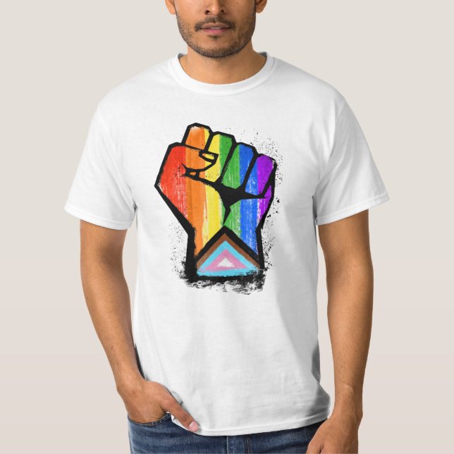 T-SHIRT AVANTAGE DE LA FIERTÉ LGBTQ FIST (Devant)