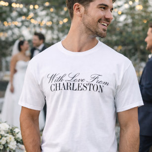 T-shirt Avec amour de la marchandise de mariage de ville p
